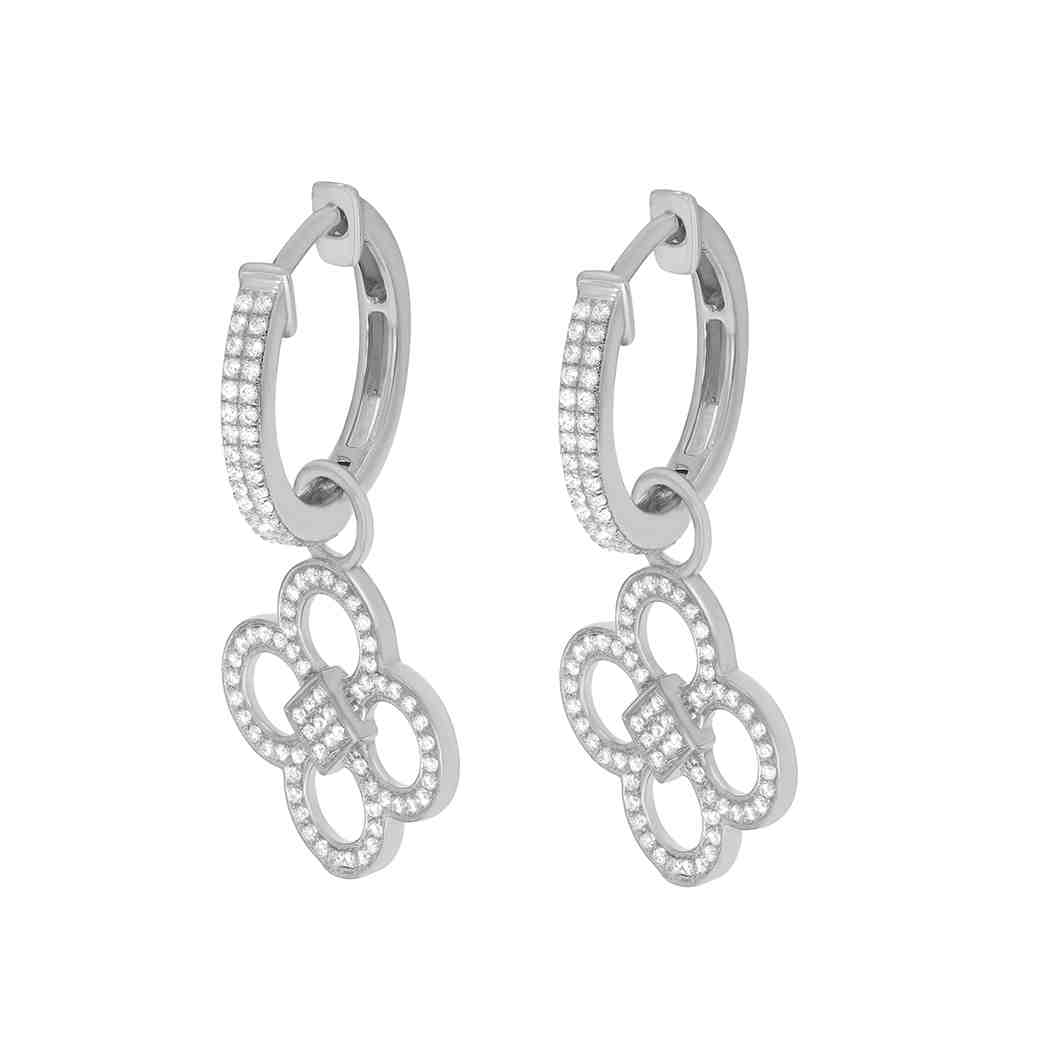  Quatrefoil Dangle Huggie Hoop Earrings ER21604A